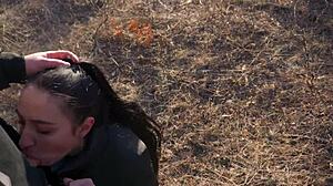 WHAT A Blowjob from Cute College Brunette Stranger Outdoors!