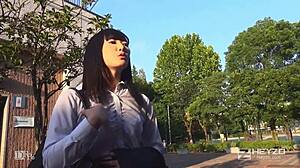 Stressed Japanese newbie Yui Watanabe blows and creampies to relieve tension