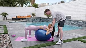 Eva Long's tight pussy gets endurance tested by trainer's monster cock