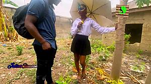 lagos schoolgirl bent over rides bbc cowgirl anal creampie doggystyle