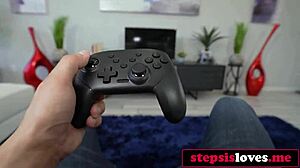 wanna see my stepsis in tiny race outfit take hard pussy pounding on sofa?