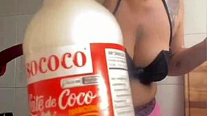 Halloween Kitchen Flashing Big Pussy Lips Before Becoming Dessert for Husband's Friend