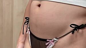 check out this sexy bloomer maid with bunny anal plug and pierced nipple lingerie