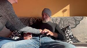 my homemade blowjob on petite spanish milf's cock but it stays soft closeup pov