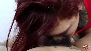 whoa tattooed otaku girl deepthroats huge cock and gulps cum load!! 🔥🍆💦