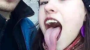 Lesbians lock lips in cum-soaked kissing frenzy with throbbing cocks nearby
