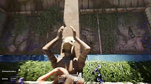 laras deepthroat skills awaken huge monster cock statue in hentai gangbang bukkake