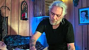 imagine mature milf in pantyhose heels getting pussy licked deep during holiday massage with vibrator orgasm