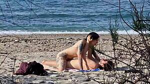 Passionate Beach Lovers Explode in Squirting Orgasms Doggystyle