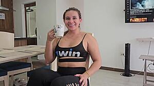 Colombian Blonde Sucks Dick for Cuckold Husband's Rent Debt