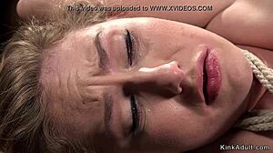 california babe bound tight hogtied choked deepthroated with huge dildo