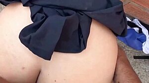 schoolgirl latina sneaks out for outdoor monster cock creampie pounding