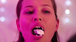 wanna see stella cardo lick cream off her big sexy tits and nipples so teasingly?