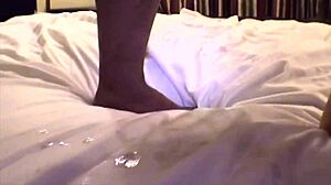 sexy couple films homemade hotel romp with her slurping his huge cock