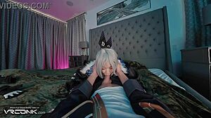 ASIAN SILVER WOLF COSPLAY PARODY SEES DEEPTHROAT BLOWJOB AND HARD DOGGY FUCKING WITH MONSTER COCK