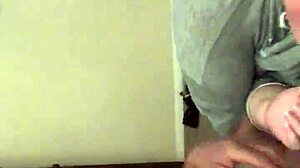 Step mom kneels sucking cock while fingering her dripping pussy