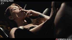 smoking redhead sata jones rides reverse cowgirl on big shaft before deep finish