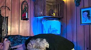 imagine mature milf in pantyhose heels getting pussy licked deep during holiday massage with vibrator orgasm