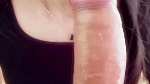 Sexy latina deepthroats monster cock in homemade blowjob cumshot