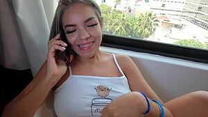 mexican teen's heart nipple tattoos glisten as she squirts wildly bareback on old german tourist