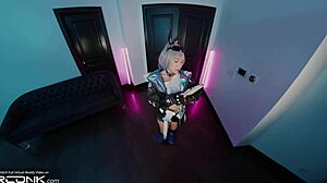 ASIAN SILVER WOLF COSPLAY PARODY SEES DEEPTHROAT BLOWJOB AND HARD DOGGY FUCKING WITH MONSTER COCK