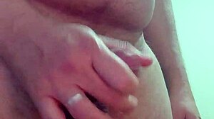 Young amateur strokes homemade thick-headed cock hard