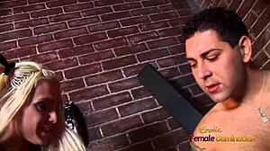 huge tits babe ties prisoner for hard cock work