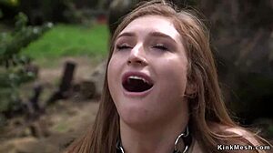 How's this huge tits slave gagging on anal bondage fuck?