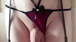 Misr4 slips into burgundy lingerie for a sexy close-up reveal