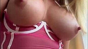 Nervous big tit blonde swears off hookups but ends up riding cock hard!