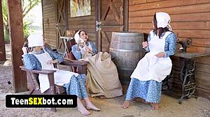 Innocent Amish girls discover wild group fucking thrills first time?