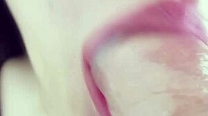 Sexy latina deepthroats monster cock in homemade blowjob cumshot