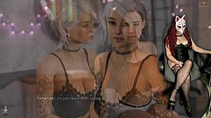 Cosplay girls strip tease panties in debauchery game