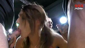 cum slut licks every drop off massive bukkake facial blowbang