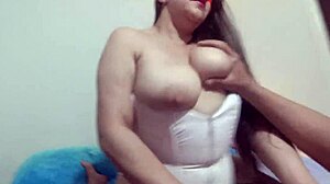 Chubby Blonde Wife's Big Pussy Lips Dripping with Creampie from Hubby's Friend