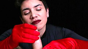 imagine stroking until you explode on red opera gloves