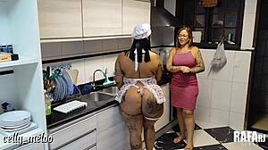 bbw brazilian maid's fat ass anal fucked by big black cock with facial cumshot