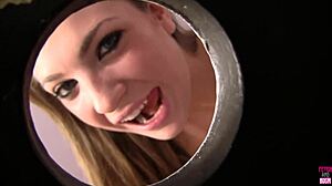 Bailey Blue Gloryhole Deepthroats Cum Guzzling Public Bathroom Slut