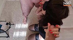 wife takes double blowjob cumshots in mmf threesome