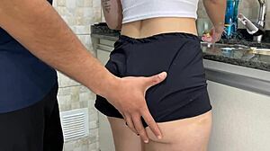 Free Use Cumming In Stepsisters Big Ass With Shorts On While Washing Dishes