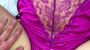 Colombian Hottie Teases in Purple Satin Thong Before Wild Fuck