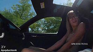 Desperate panty wetting turns to golden shower piss mouthful in new car.