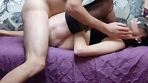 Skinny Milf Wife in Lingerie Stockings Teases Tits in Homemade Close-Up