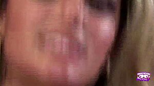 skinny blonde's heart races toying her pussy before deepthroat creampie bliss hits hard