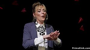 Blonde Domme Strap-On Anal Fucks Bound Black Slave’s Ass Hard in BDSM Bondage