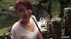 you seeing this skinny asian milf wife cheat sucking stranger cock and swallow cum in jav pov?