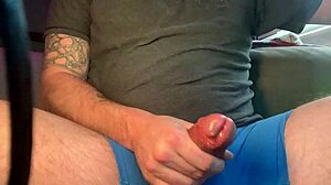 Solo stroke builds to explosive cumshot blast