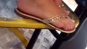 Novinha Perfect Feet Teases Hard In Crowded Bus Ride
