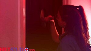 Nurse Greene deepthroats anonymous gloryhole cock swallowing cum load