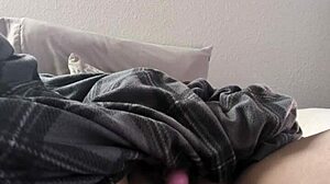 hey check out me in the bedroom spreading my plump hairy pussy lips with vibrator orgasm